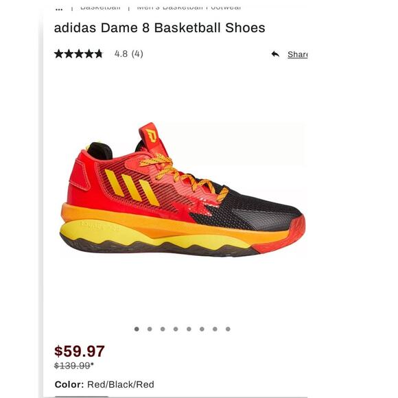 Adidas x Disney Mr. Incredible NWT Dame 8 Red Yellow Basketball Sneakers 5Y - Picture 12 of 15